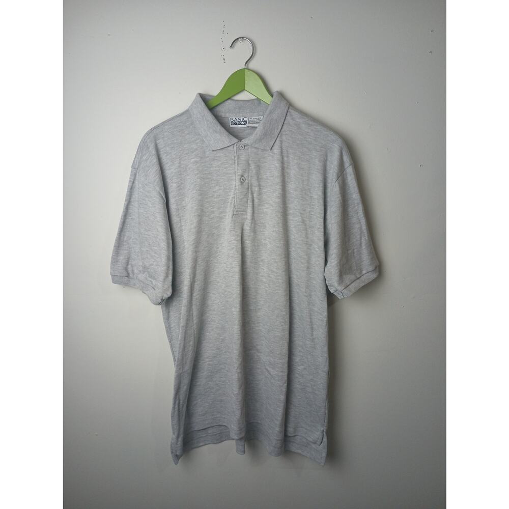 Basic Editions Vintage Gray Polo Shirt Short sleeve Men's‎ XL